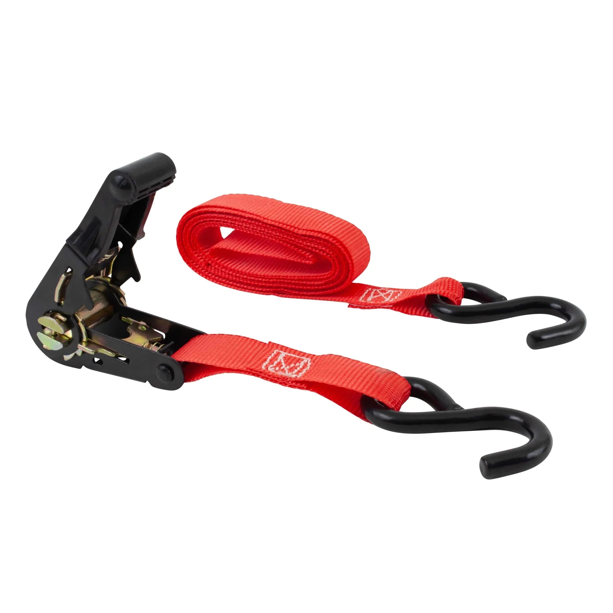 1 inch x 10 ft ratchet strap with S hooks, light duty cargo tie down, 500 lb WLL — Cargo Control Center