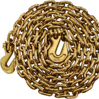 Grade 70 Transport Chain 3/8" x 20' w/ Grab Hooks, 6,600 lb WLL