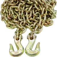 Grade 70 Transport Chain 3/8" x 20' w/ Grab Hooks, 6,600 lb WLL