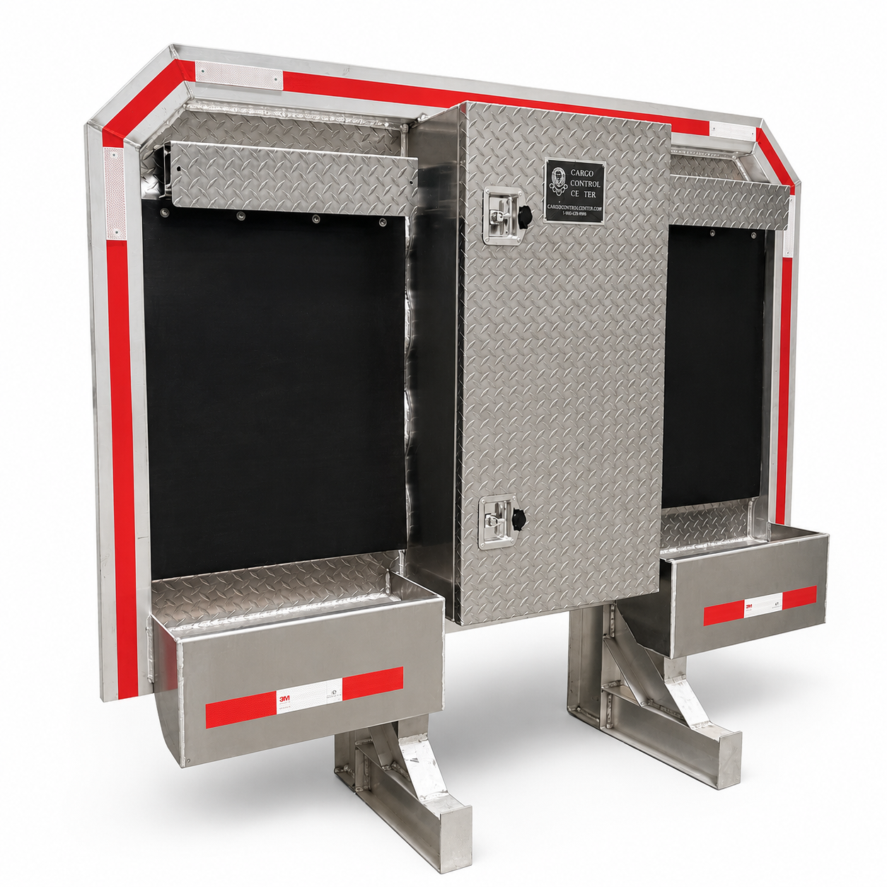 Headache Rack with Tool Box for Semi Truck — Diamond Plate Aluminum, 68" x 80"