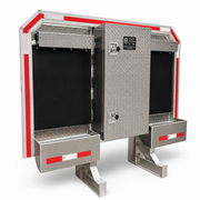 Headache Rack with Tool Box for Semi Truck — Diamond Plate Aluminum, 68
