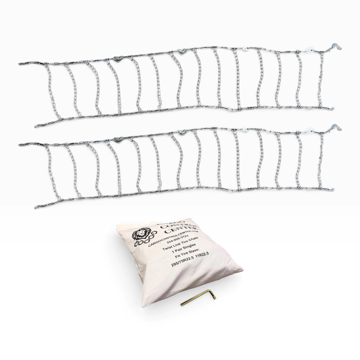 Twist Link Tire Chain, Single for 22.5in Tires — Set of 2