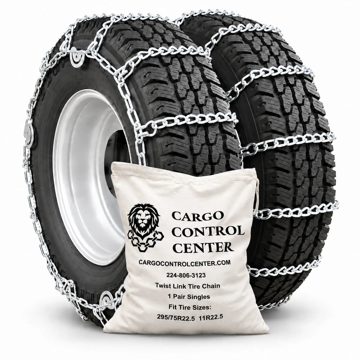 Twist Link Tire Chain, Single for 22.5in Tires — Set of 2
