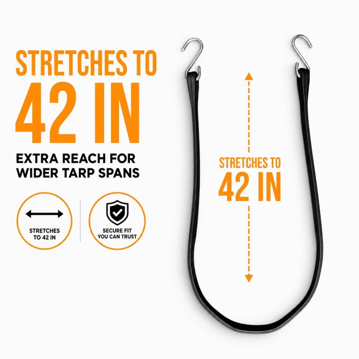 31in EPDM Tarp Bungee Straps — Box of 50, S-Hooks