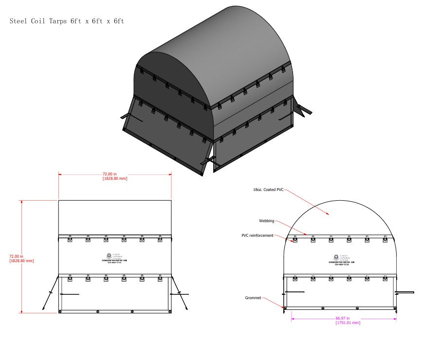 Steel Coil Tarp 6x6x6 — 18oz Fitted Cover for Bare Coils