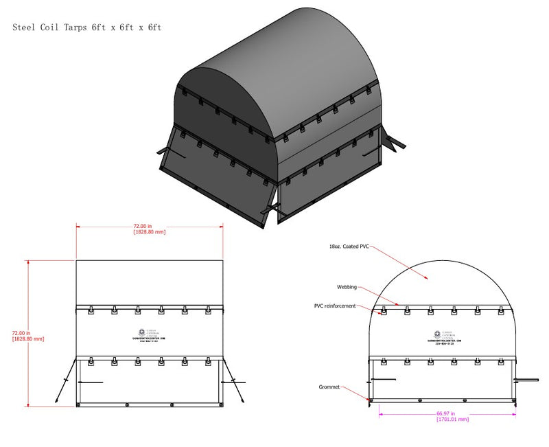 Steel Coil Tarp 6x6x6 — 18oz Fitted Cover for Bare Coils