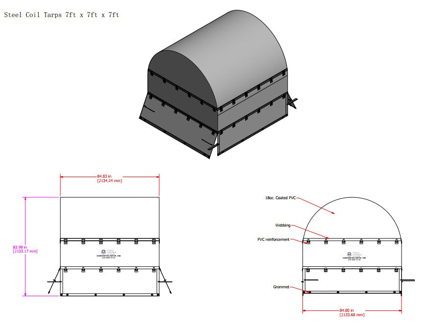 Steel Coil Tarp 7x7x7 — 18oz Fitted Cover for Bare Coils