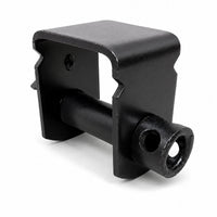 Black steel sliding trailer winch for standard C track, drum end with the 7/8 in winch bar socket