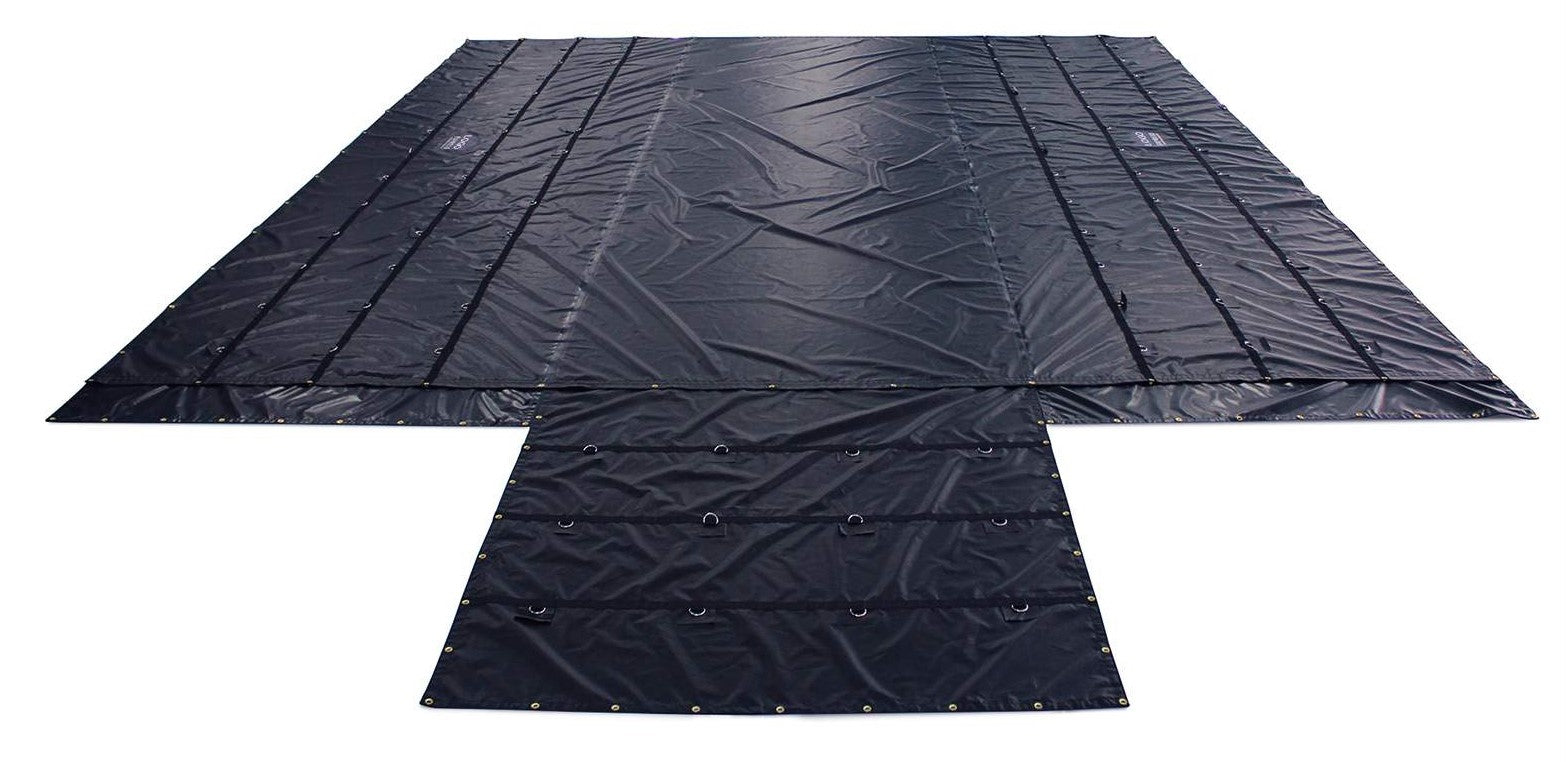 Durable 18oz Steel Tarp 16' x 27' with Flap - Features Stainless Steel D-Rings