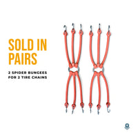 Sold in pairs: two spider bungees for two tire chains