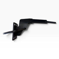 One Cascadia deer guard bracket from the side: the arm with its threaded end and the mounting plate