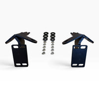 Cascadia 2026+ deer guard brackets, driver and passenger side, mounting plates forward, with the keyed plates and nuts between them