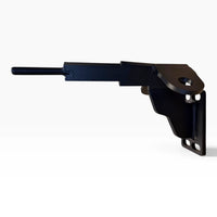 One Cascadia 2026+ deer guard bracket in side profile: the long arm, the threaded end and the mounting plate