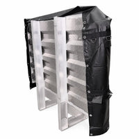 Cover partially draped over an aluminum headache rack, revealing the diamond-plate fins still exposed on one side