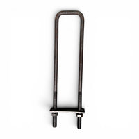 Single U-bolt shown full length with its mounting plate and hex nuts installed at the base