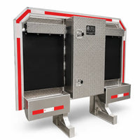 Aluminum headache rack with tool box for semi truck — 68x80 diamond plate cab rack