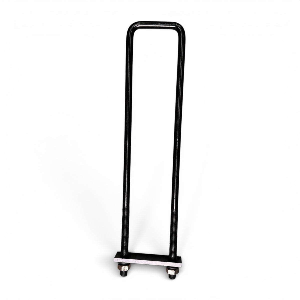 Single 22 in U-bolt standing upright with a mounting plate and nuts at the base