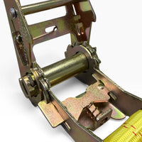 Close-up of the ratchet gear, spool and release pawl inside the handle