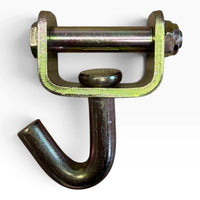 The swivel J hook alone, showing the pivot pin and yoke that lets it rotate
