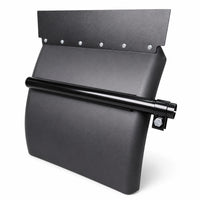 Black poly quarter fender from the front right, the frame clamp bolted on the end of its mounting tube