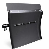 Inside of the black poly quarter fender from the right, the end of the mounting tube and its clamp sticking out the side