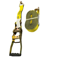 2 inch x 30 ft ratchet strap with wire hooks, flatbed tie down strap, 3,333 lb WLL — Cargo Control Center