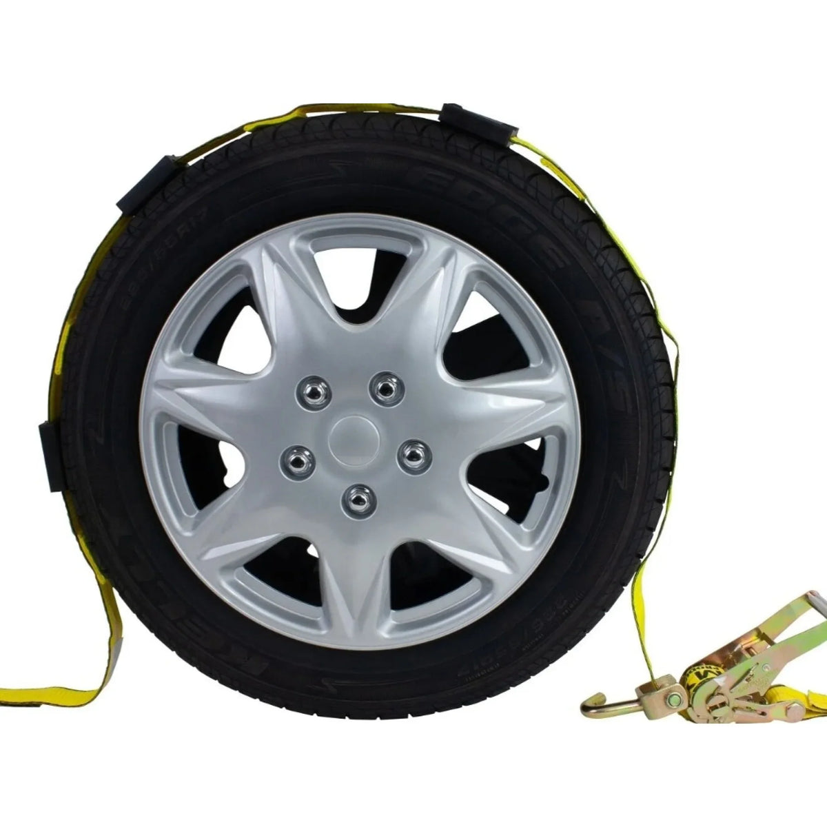 2 inch x 9 ft over the tire strap with swivel J hooks, car hauler wheel tie down — Cargo Control Center
