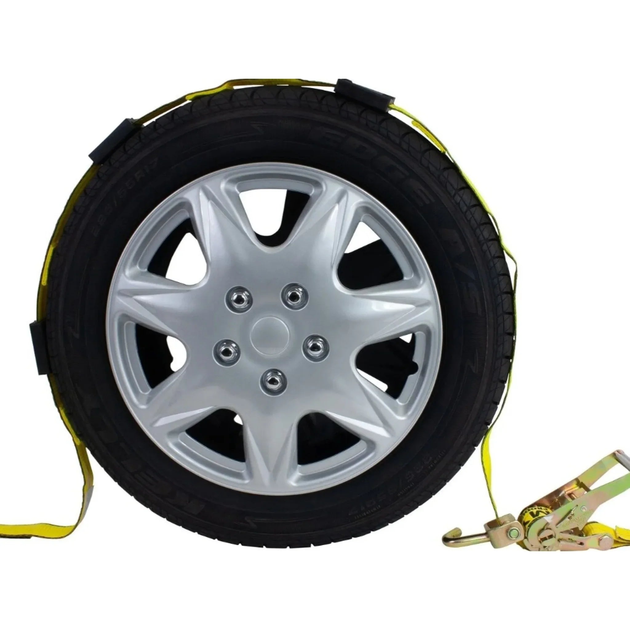 2 inch x 9 ft over the tire strap with swivel J hooks, car hauler wheel tie down — Cargo Control Center