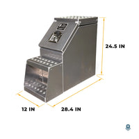 12in saddle tool box dimensions: 24.5in high, 28.4in deep, 12in wide