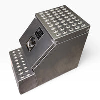 Punched tread on the lid of the 15in saddle tool box, seen from above