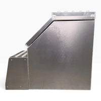 Side profile of the 18in saddle tool box with welded seams along the edge
