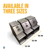 Saddle tool box available in three widths: 12in, 15in and 18in