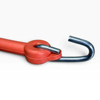 Steel hook looped through the rubber eye at the end of a spider bungee arm