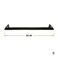 Black bar with angled end plates, its length marked 33 in
