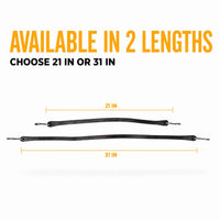 21in and 31in EPDM tarp bungee straps side by side, S-hooks at both ends