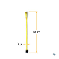 Strap laid straight with 30 FT length and 2 IN width measurement callouts