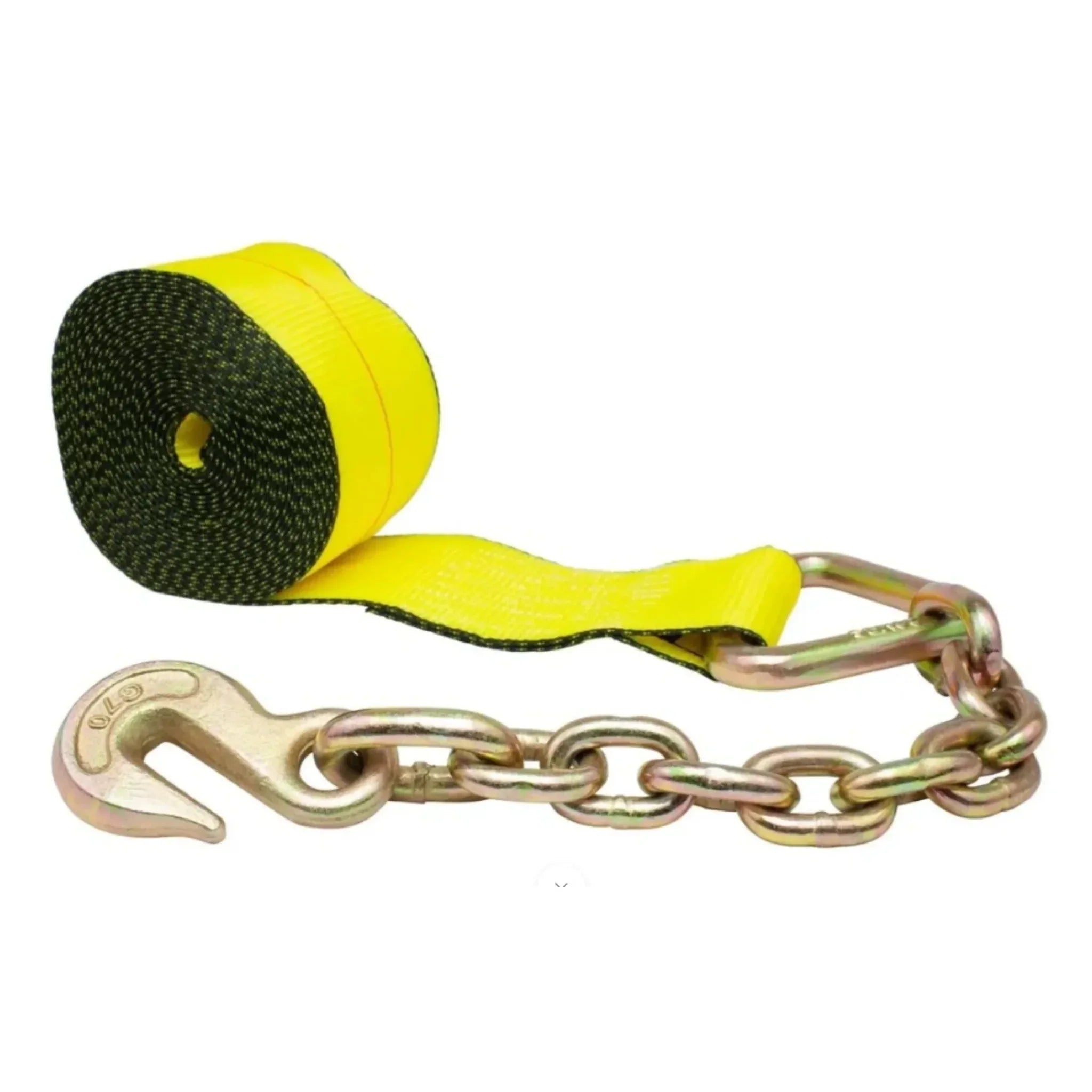 4 inch x 30 ft winch strap with chain anchor, heavy duty flatbed tie down, 5,400 lb WLL — Cargo Control Center