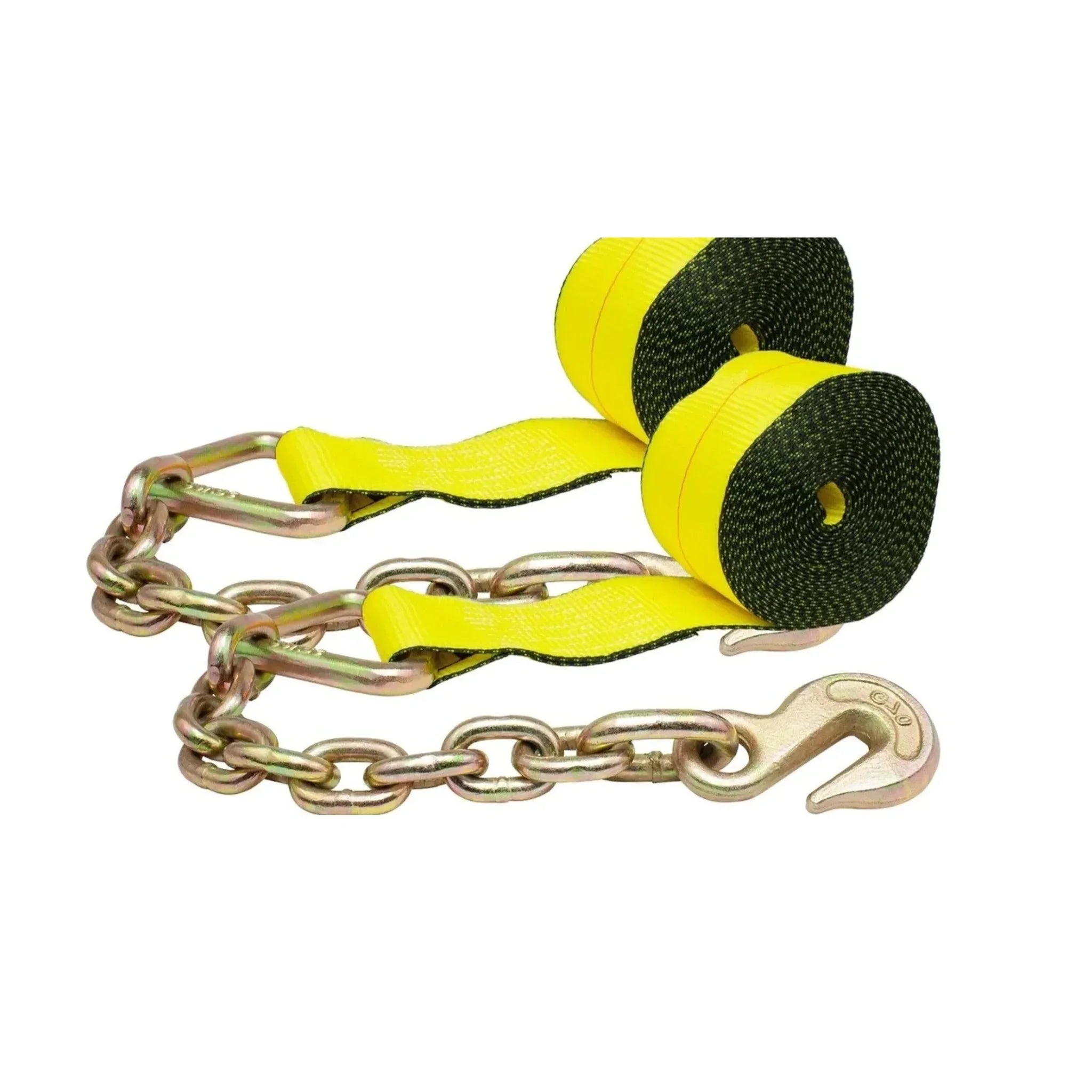 4 inch x 30 ft winch strap with chain anchor, heavy duty flatbed tie down, 5,400 lb WLL — Cargo Control Center