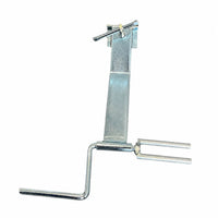 Side view of the assembled strap winder standing upright on its forked prongs